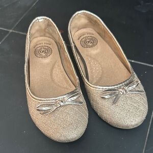 So Girl’s Gold Glitter ballet flats with Bow Ties, GUC.